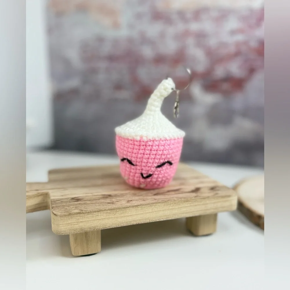 Boba Pink Amigurumi Handcrafted Crochet Keychain